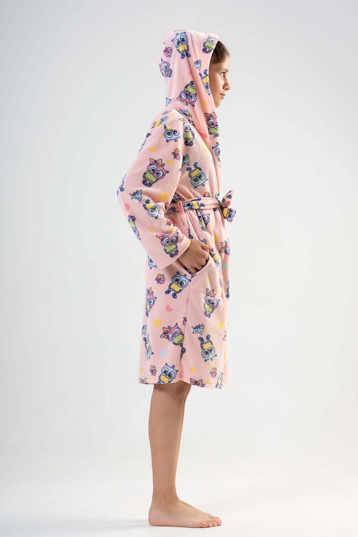 KIZ COCUK POLAR KAPSONLU CEPLI SABAHLIK - IMPATIENS PINK