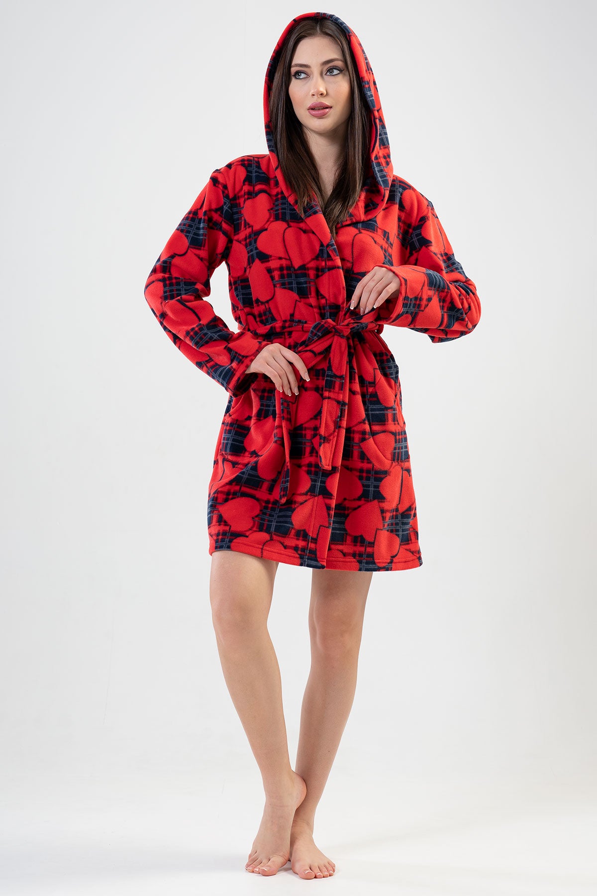 BAYAN POLAR KAPSONLU CEPLI KISA SABAHLIK