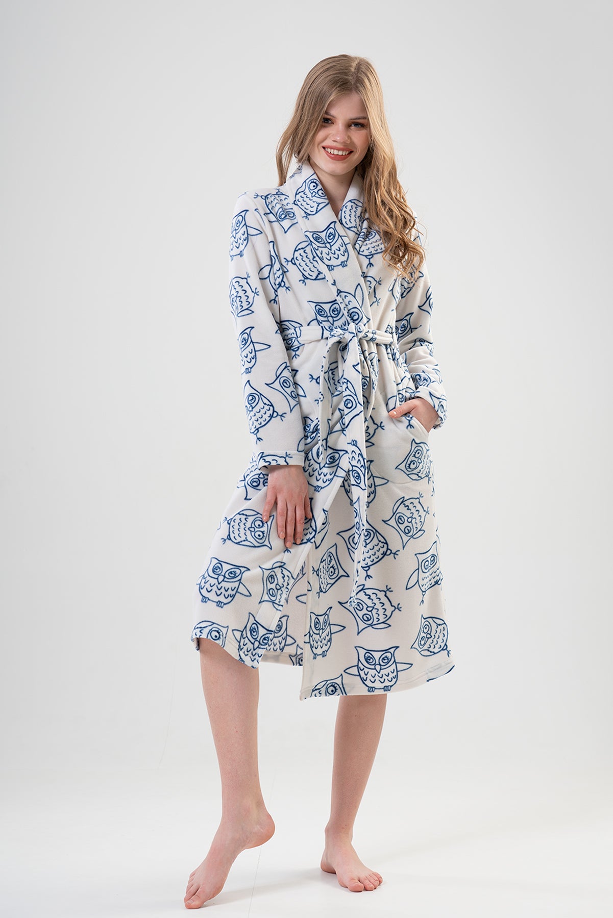 BAYAN POLAR SAL YAKA UZUN KOL UZUN CEPLI SABAHLIK