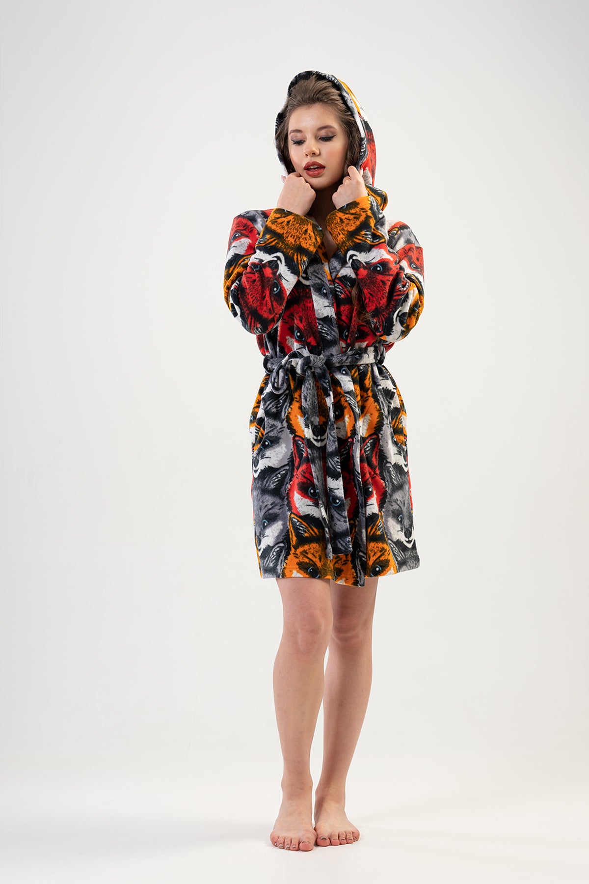 BAYAN POLAR KAPSONLU CEPLI KISA SABAHLIK