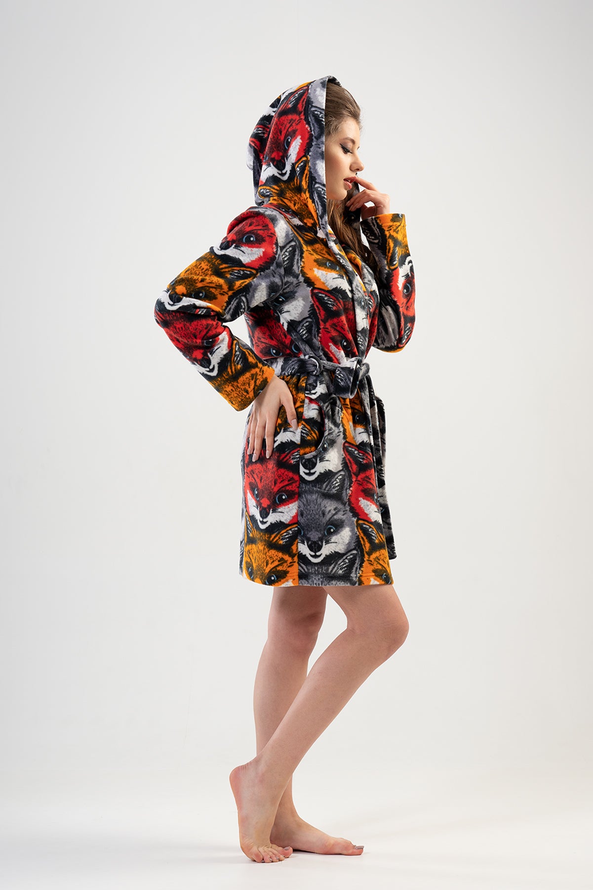 BAYAN POLAR KAPSONLU CEPLI KISA SABAHLIK