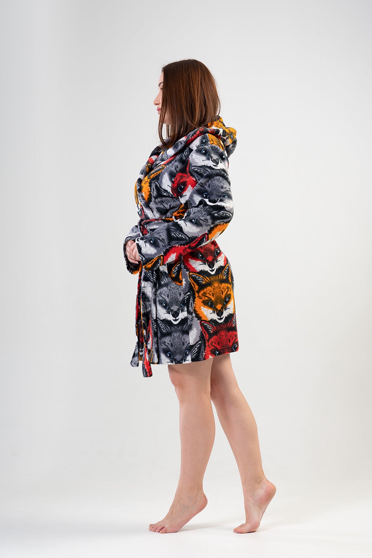 BAYAN POLAR XXL KAPSONLU CEPLI KISA SABAHLIK