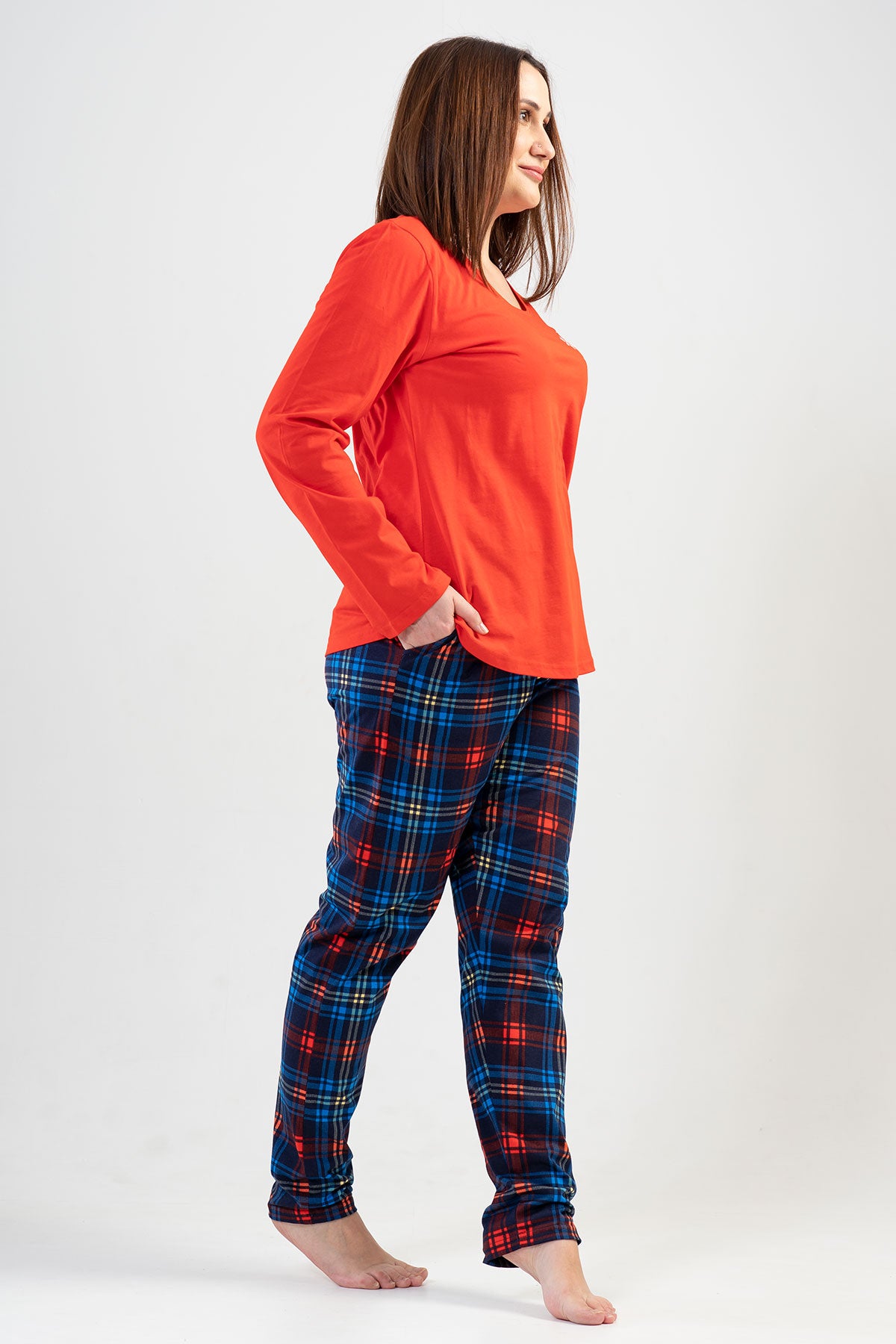 BAYAN P.SUPREM XXL O YAKA UZUN KOL ETEGI OVAL CEPLI PIJAMA TAKIM