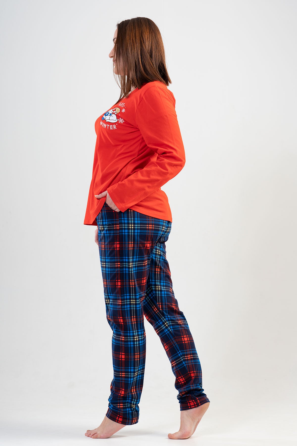 BAYAN P.SUPREM XXL O YAKA UZUN KOL ETEGI OVAL CEPLI PIJAMA TAKIM