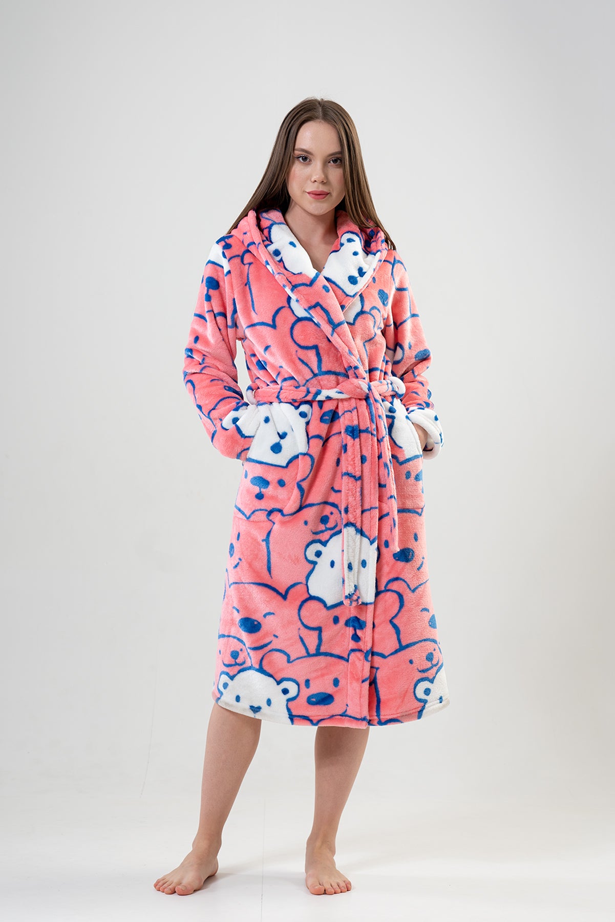 BAYAN SOFT KAPSONLU UZUN KOL CEPLI UZUN SABAHLIK