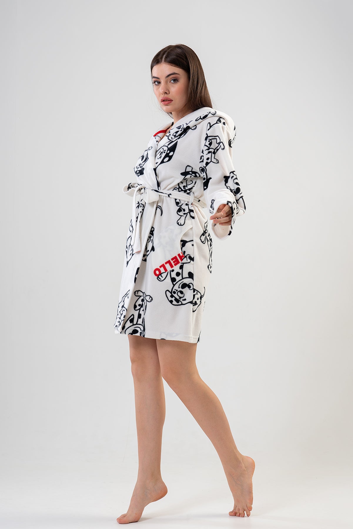 BAYAN POLAR KAPSONLU CEPLI KISA SABAHLIK - BRIGHT WHITE