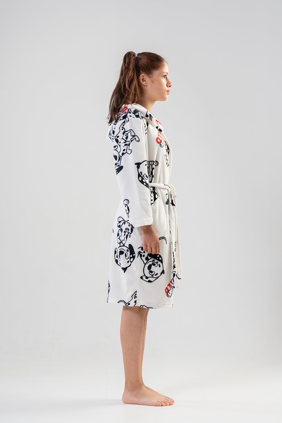 KIZ COCUK POLAR KAPSONLU CEPLI SABAHLIK - BRIGHT WHITE
