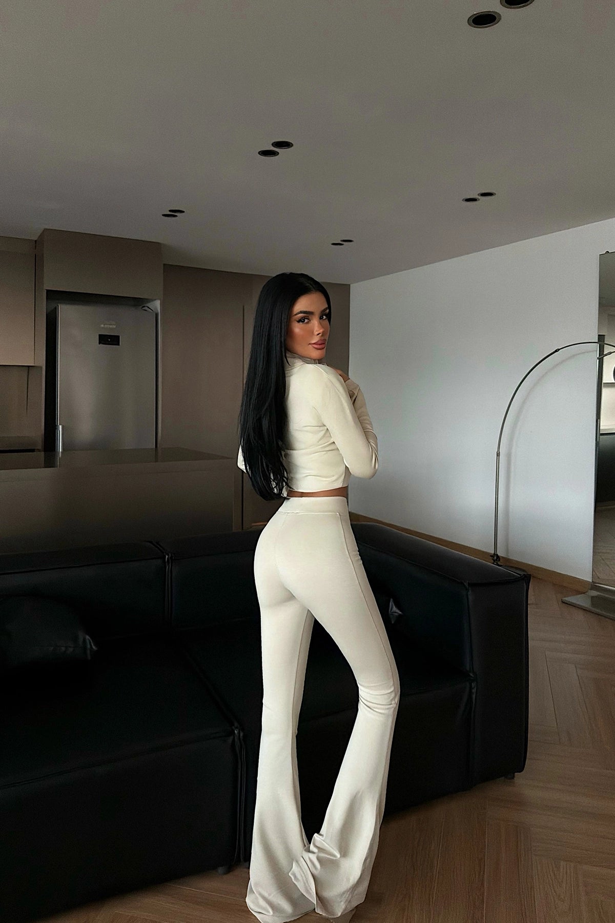 Krem Fermuar Detay Eşofman Takım