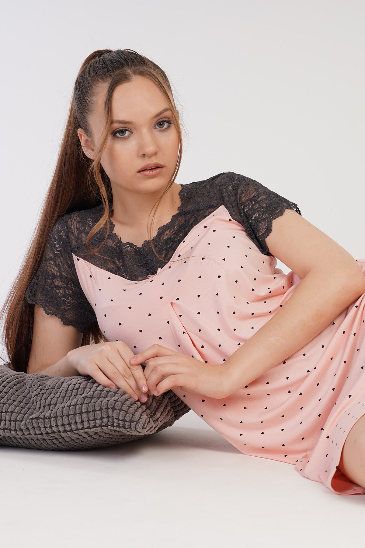 KADIN VISCON KISA KOL DANTELLI TUNIK