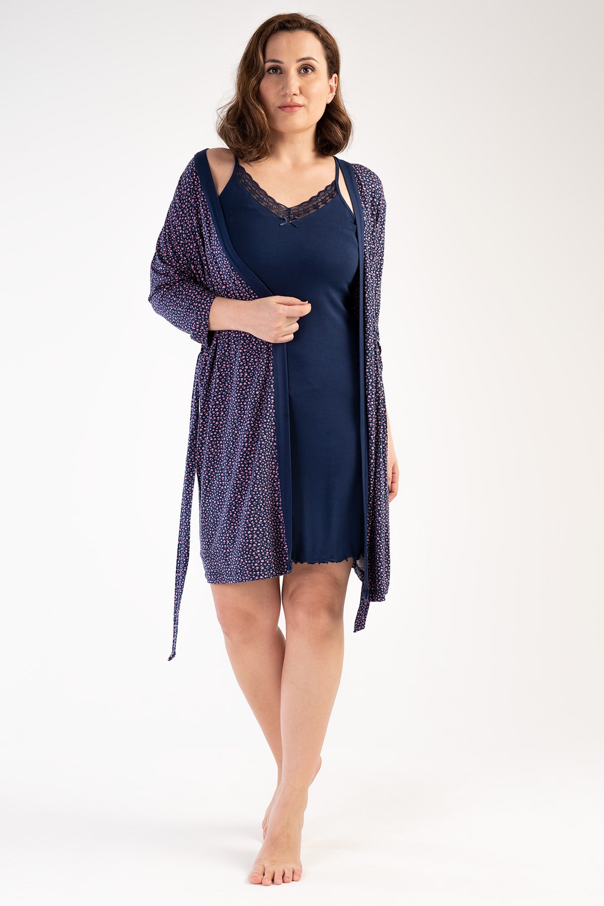 KADIN VISCON XXL IP ASKILI TUNIK+3/4KOL SABAHLIK TAKIM - 19-3921TCX