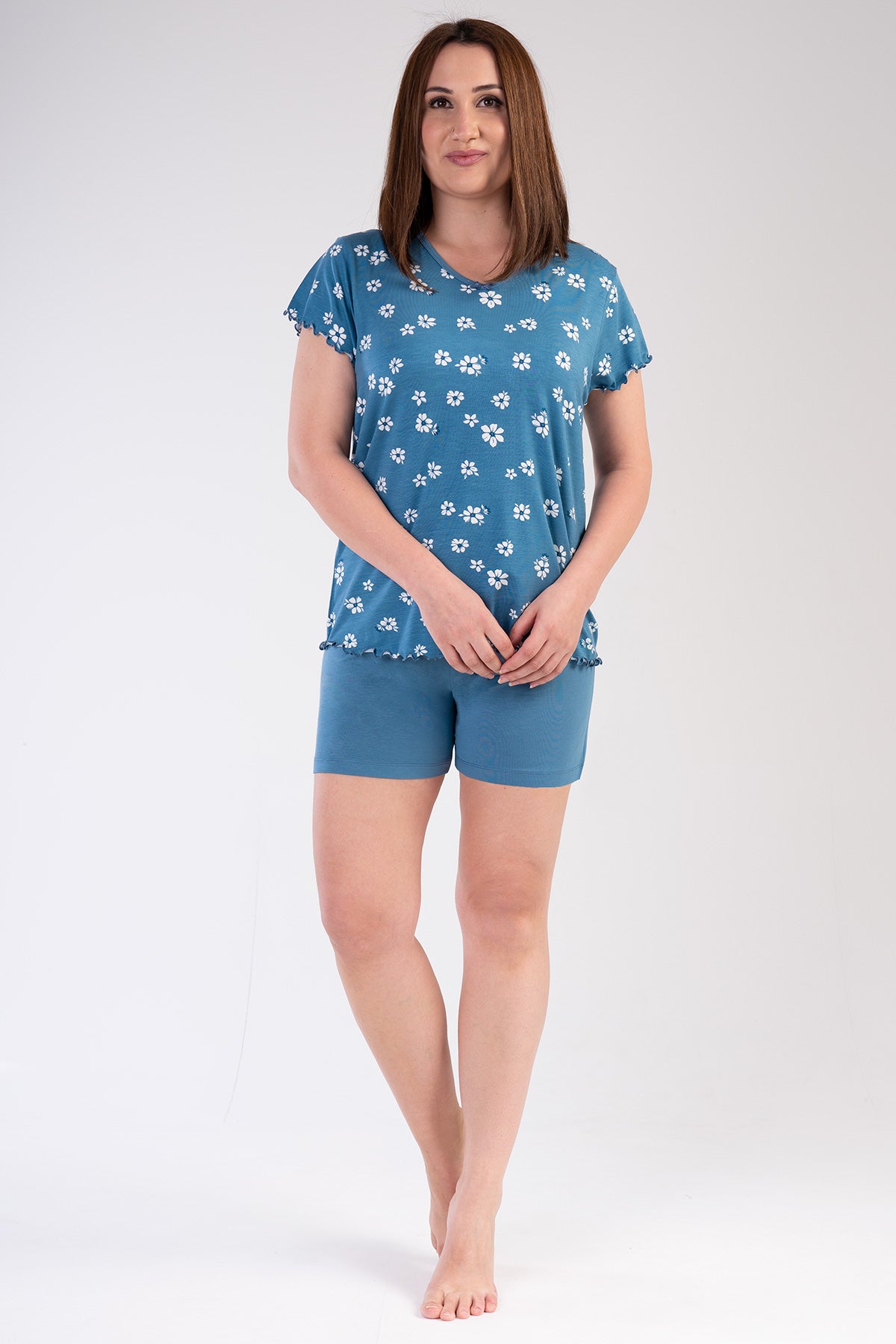 KADIN VISCON XXL V YAKA BIBILALI KISA KOL ETEGI OVAL SORT TAKIM