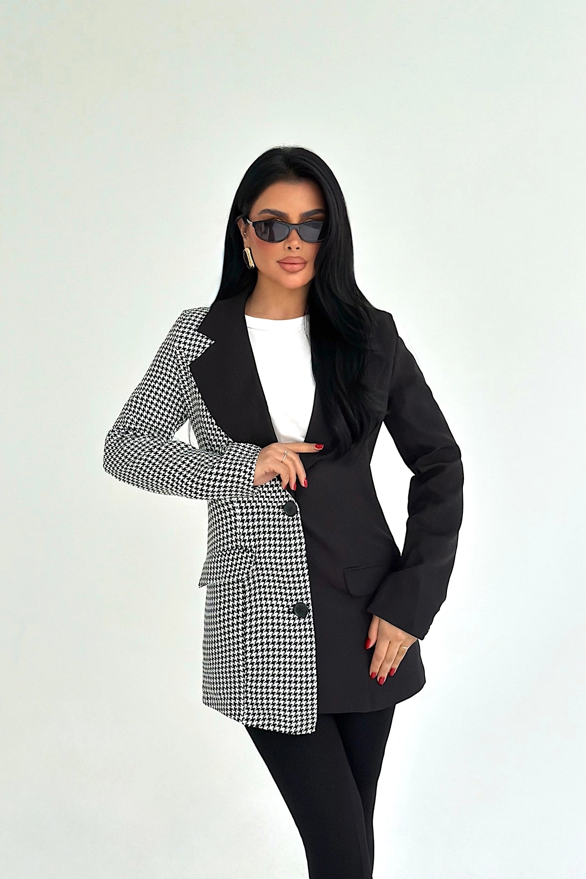 Black Dual-Tone Gingham Jacket