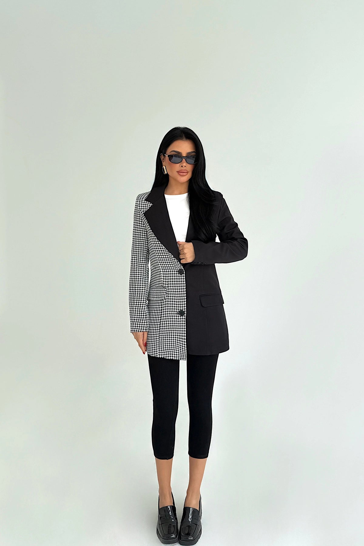 Black Dual-Tone Gingham Jacket