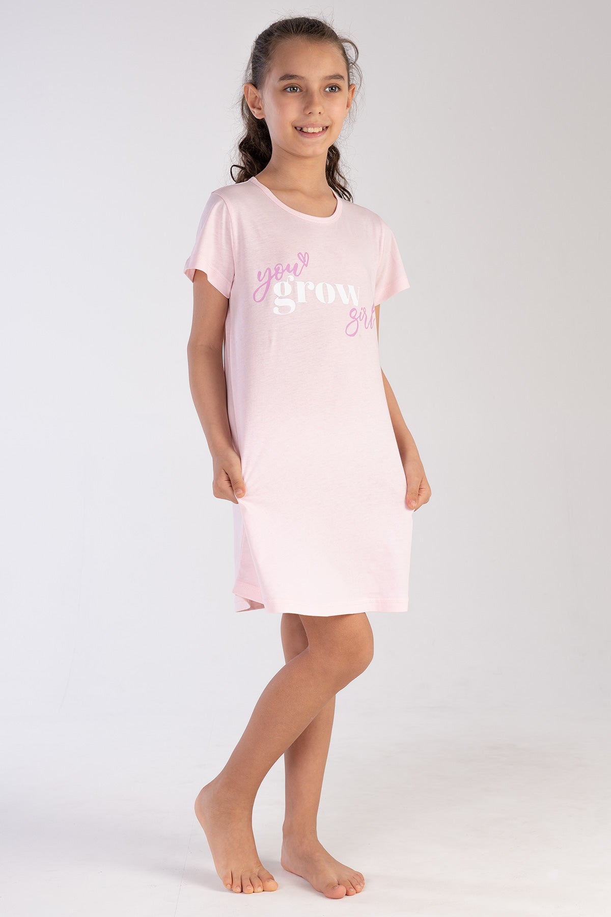 KIZ COCUK P.SUPREM O YAKA KISA KOL ETEGI OVAL TUNIK(3-4/9-10) - PINK