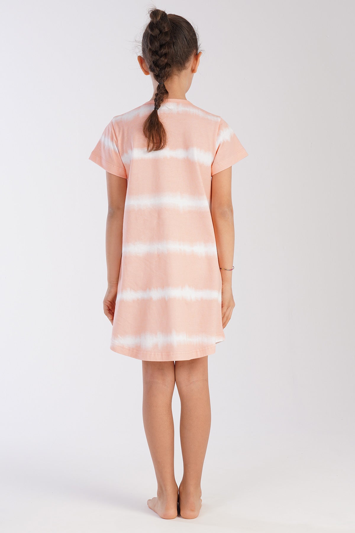 KIZ COCUK P.SUPREM O YAKA KISA KOL ETEGI OVAL TUNIK(9-10/15-16) - PINK-BEYAZ