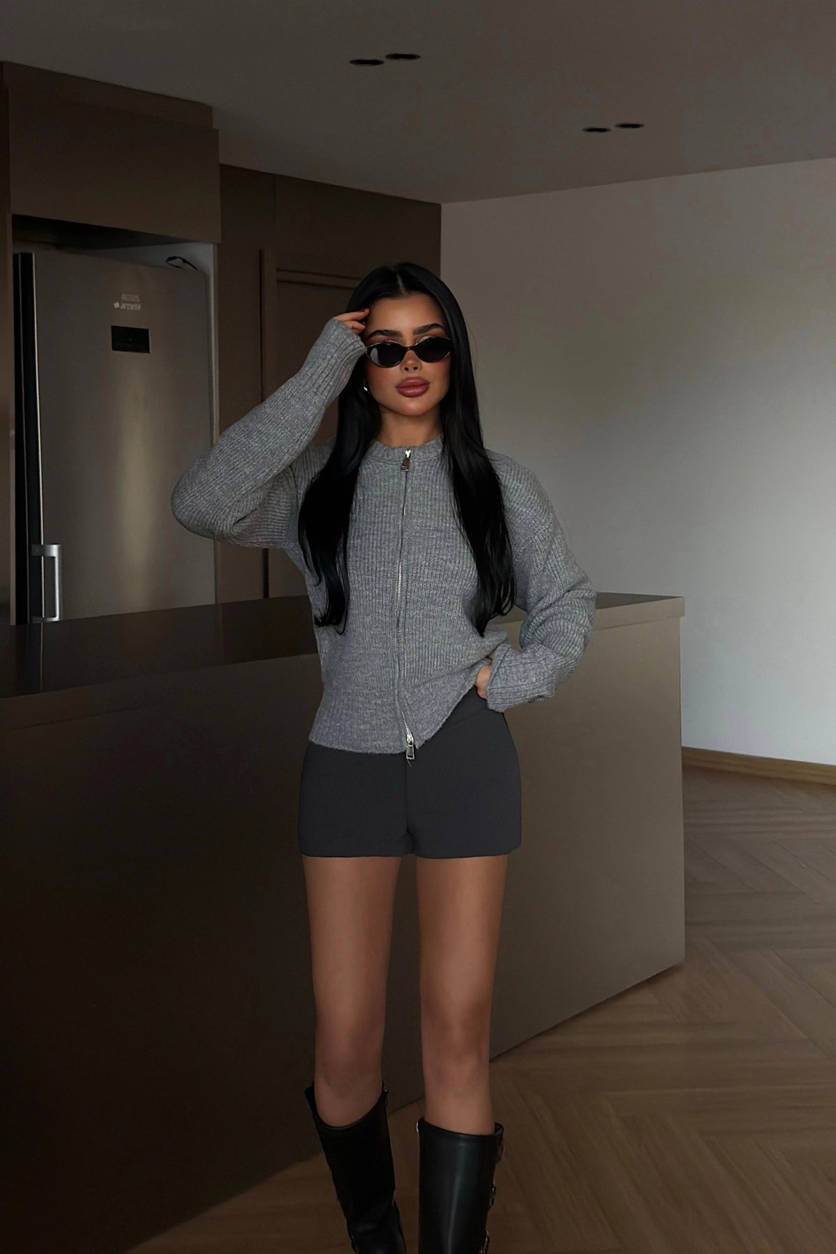 Gri Lilja Triko Hırka