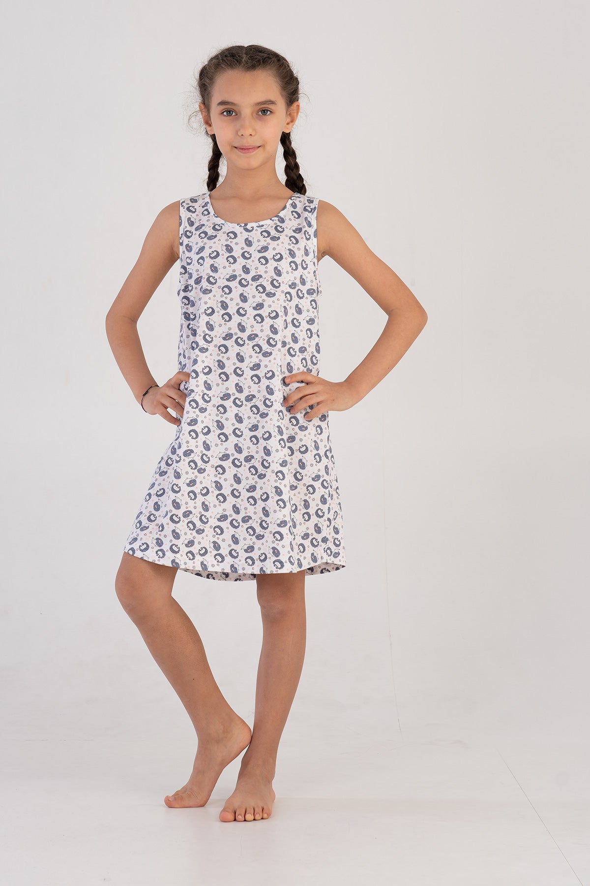 KIZ COCUK P.SUPREM KALIN ASKILI ETEGI OVAL TUNIK(3-4/9-10) - GRI