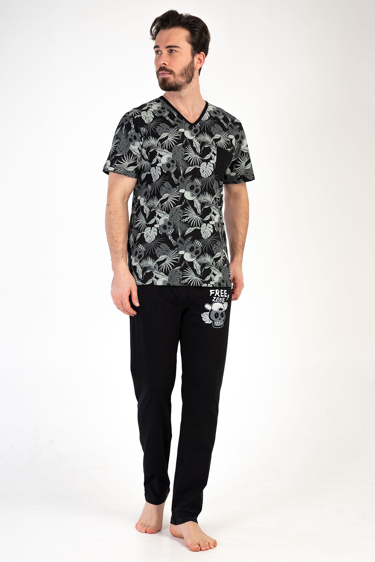 CEPLI ERKEK P.SUPREM V YAKA KISA KOL PIJAMA TAKIM