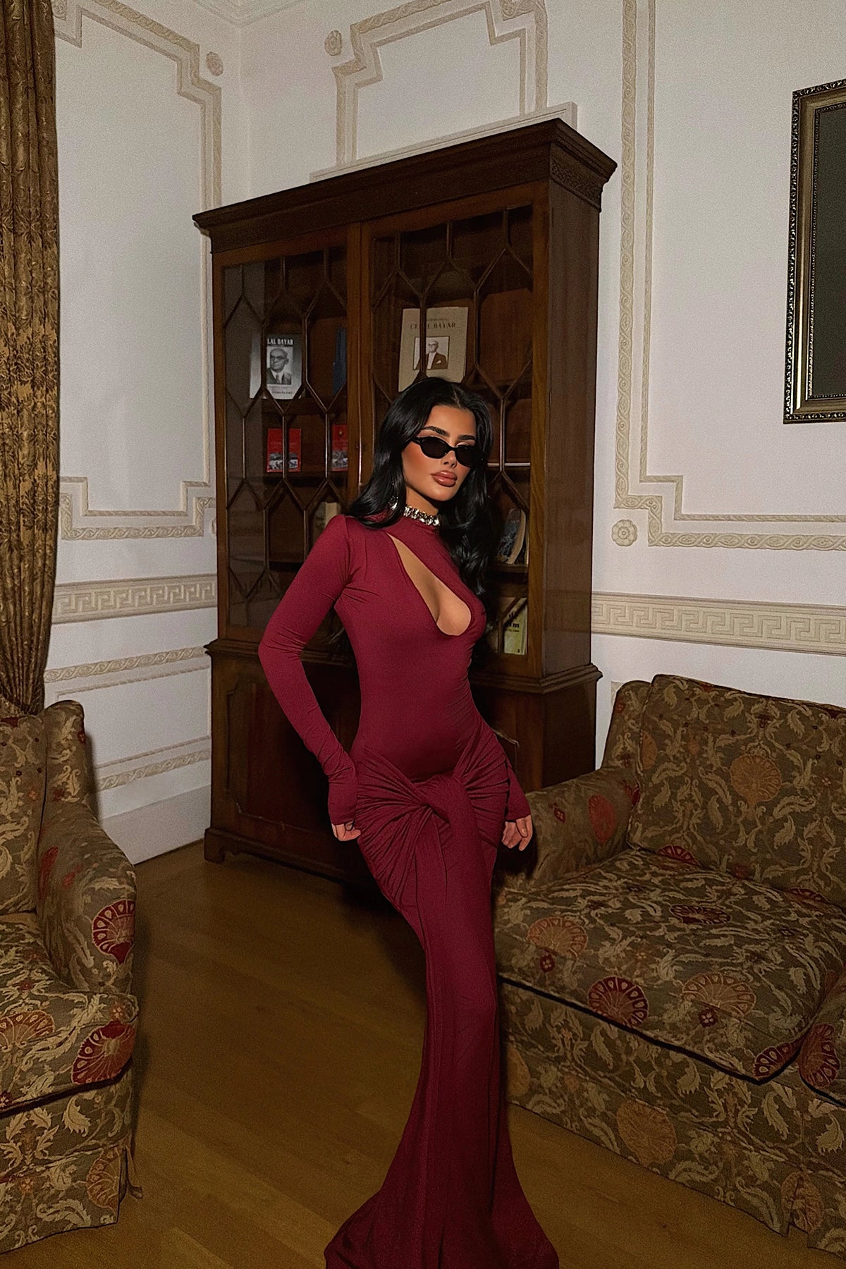 Bordo Uzun Elbise