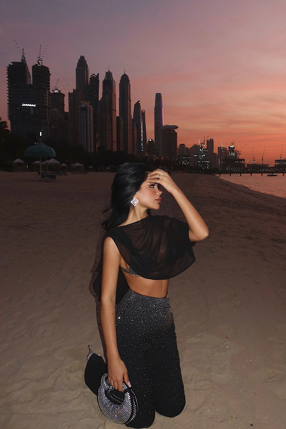 Siyah Shynix Taşlı Pantolon