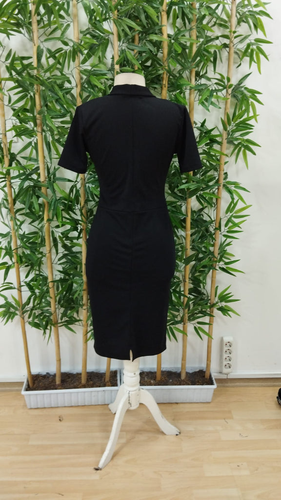 Women's Short Sleeve Wrap Neck Side Buttoned Imported Crepe Dress, 31523