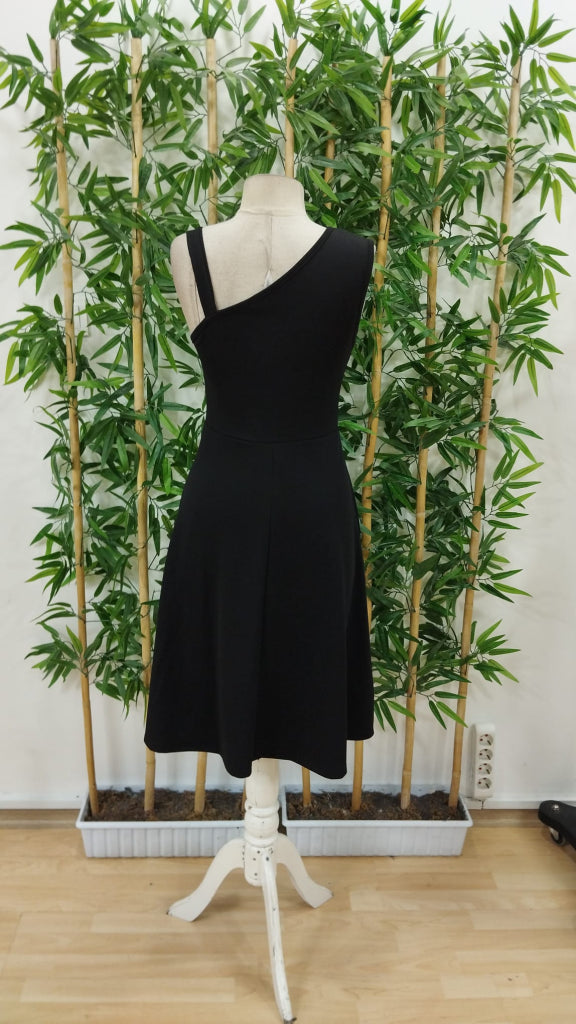 Women's One-Shoulder Strappy Sleeveless Side Button Detail Viscose Dress, 33242