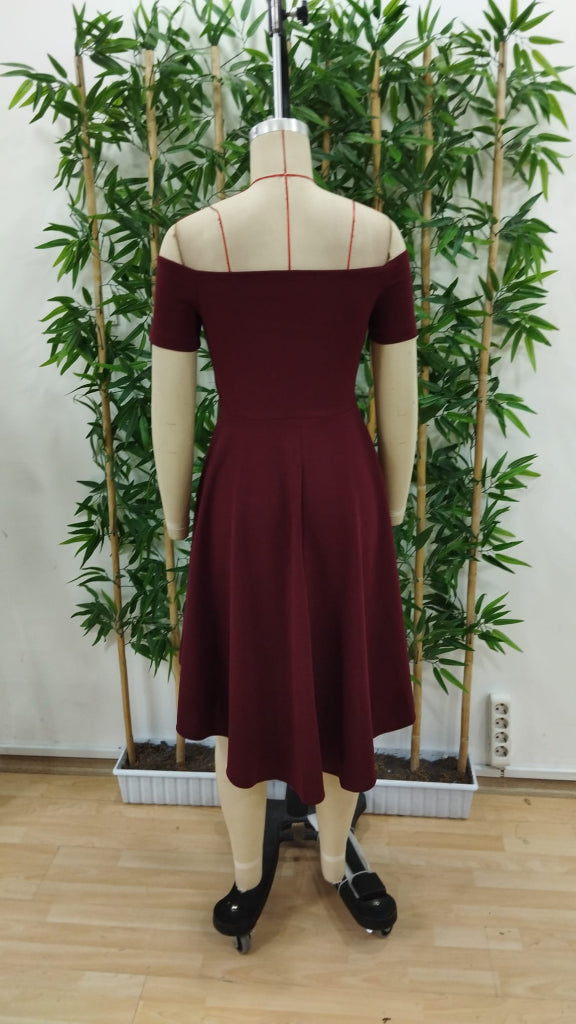 Women's Short Sleeve Madonna Neck High-Low Imported Crepe Dress, 31251