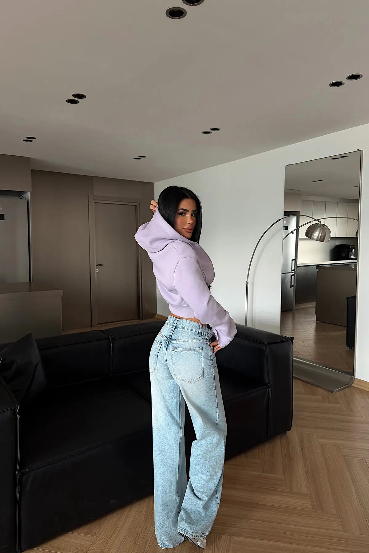 Lila Crop Kesim Hırka