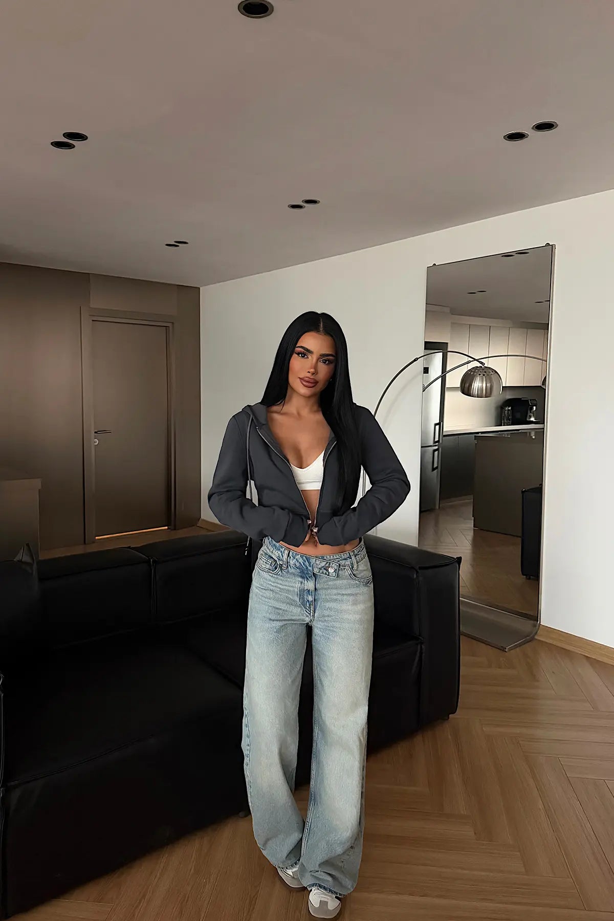 Antrasit Crop Kesim Hırka