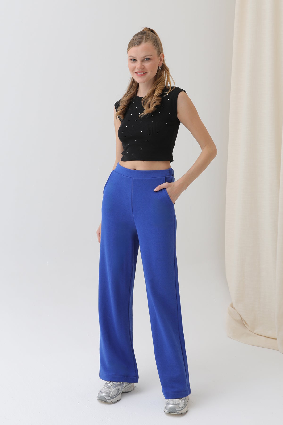 Kadın Geniş Paça Eşofman Altı - 18152PNT - SAX BLUE