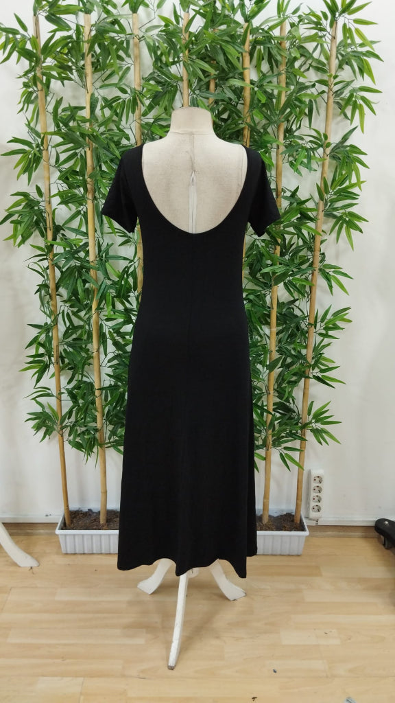 Women's Short-Sleeved Backless Slit Detail Viscose Dress, 31218
