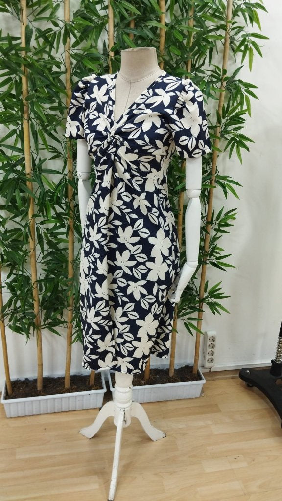 Women's Short Sleeve V-Neck Floral Midi Satin Dress, 26247