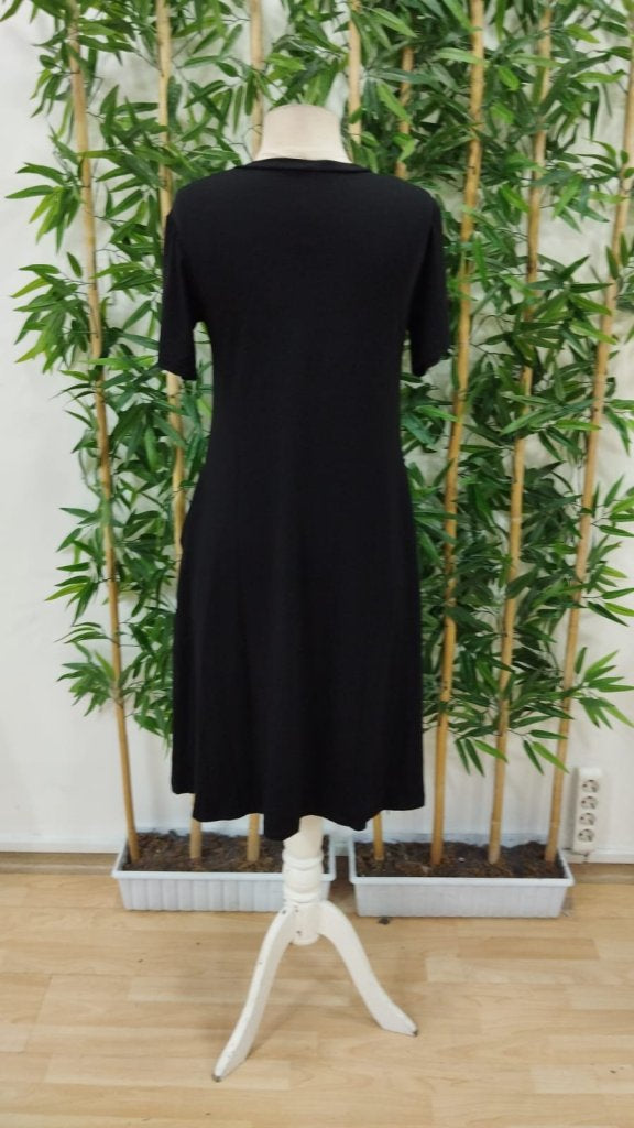 Women's Short Sleeve V-Neck A-Line Viscose Dress with Pockets, 24433