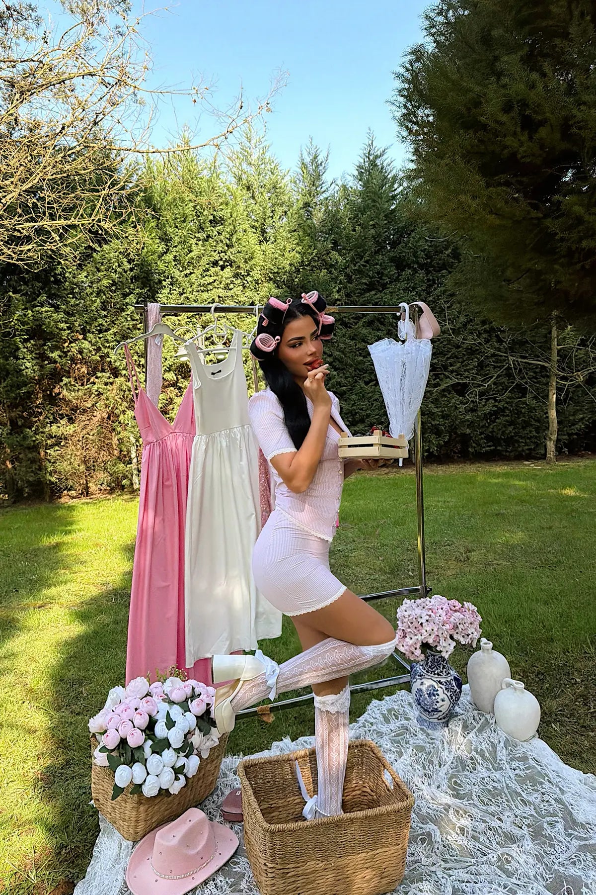 Pembe Çizgili Etekli Takım