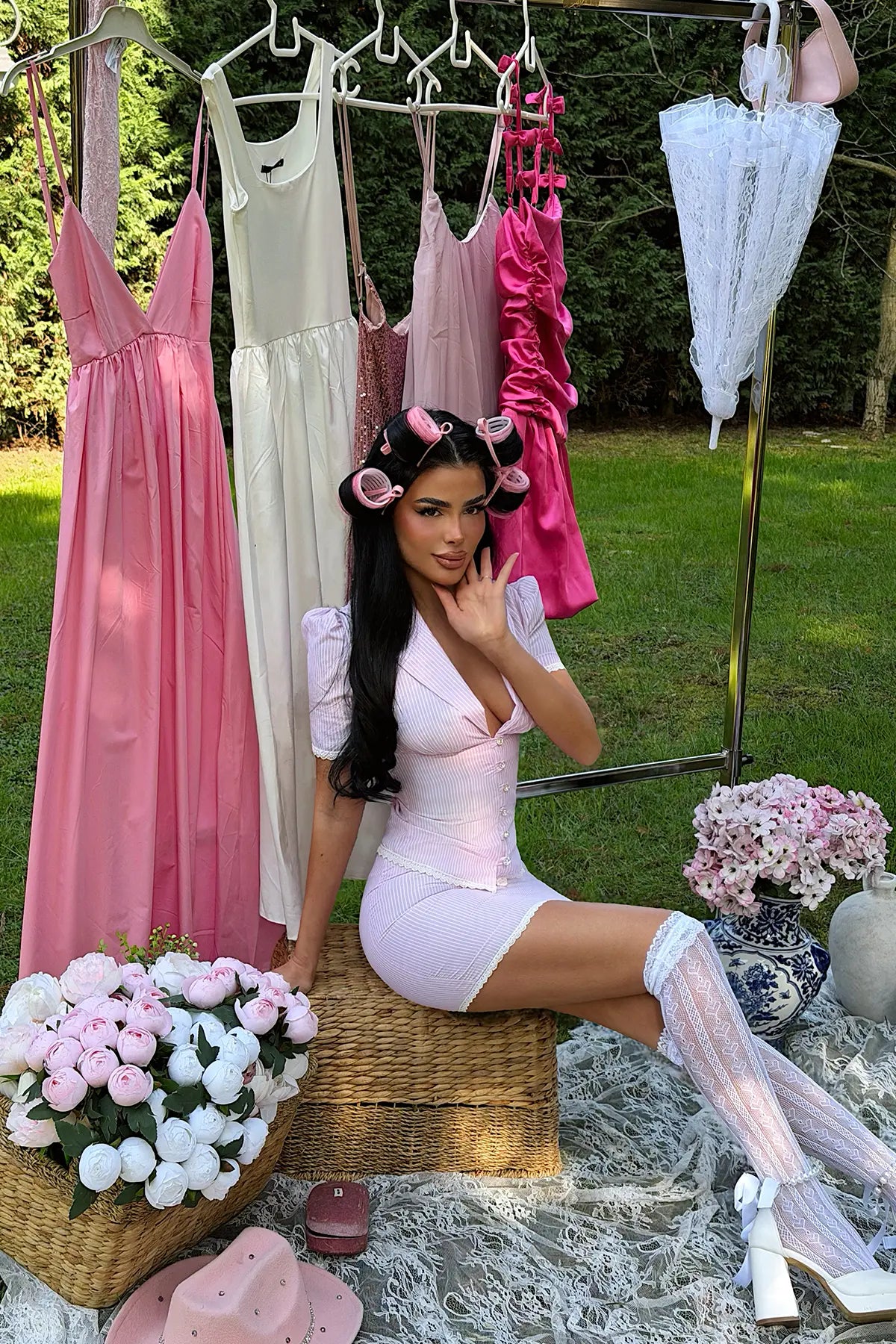 Pembe Çizgili Etekli Takım
