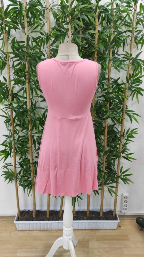 Women's Strappy V-Neck Viscose Dress with Front Knot Detail, 25645