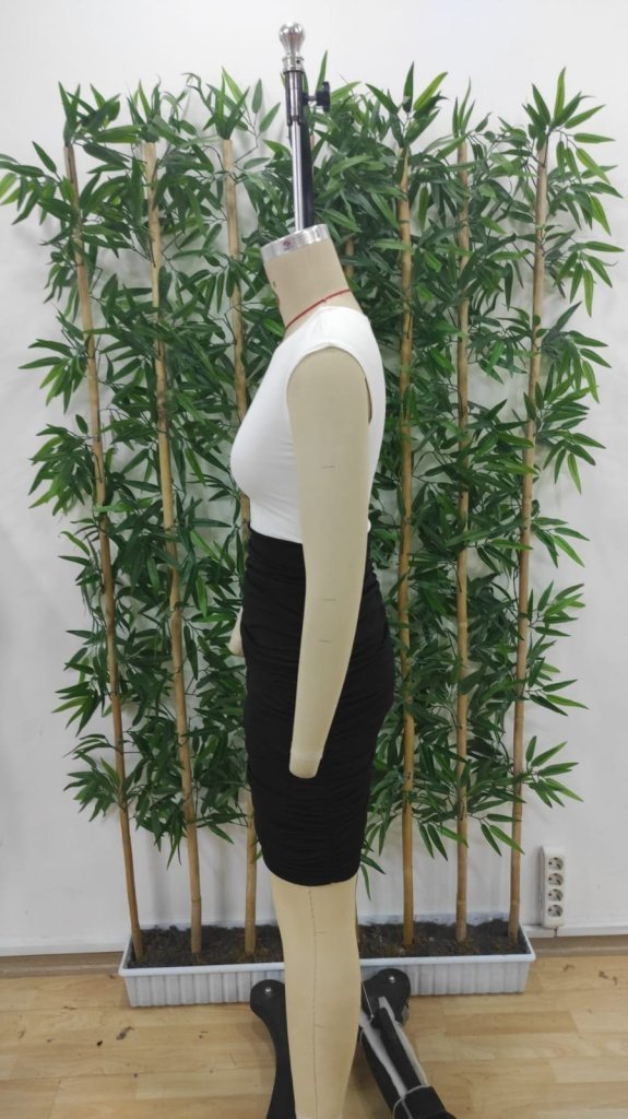 Kadın Kısa Kollu Bisiklet Yaka çift Renkli Eteği Büzgülü Kısa Dalgıç Elbise , 34841