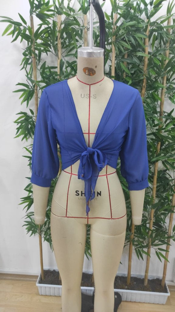 Kadın Truvakar Kol önden Bağlamalı Kısa şifon Bolero Ceket, 35874