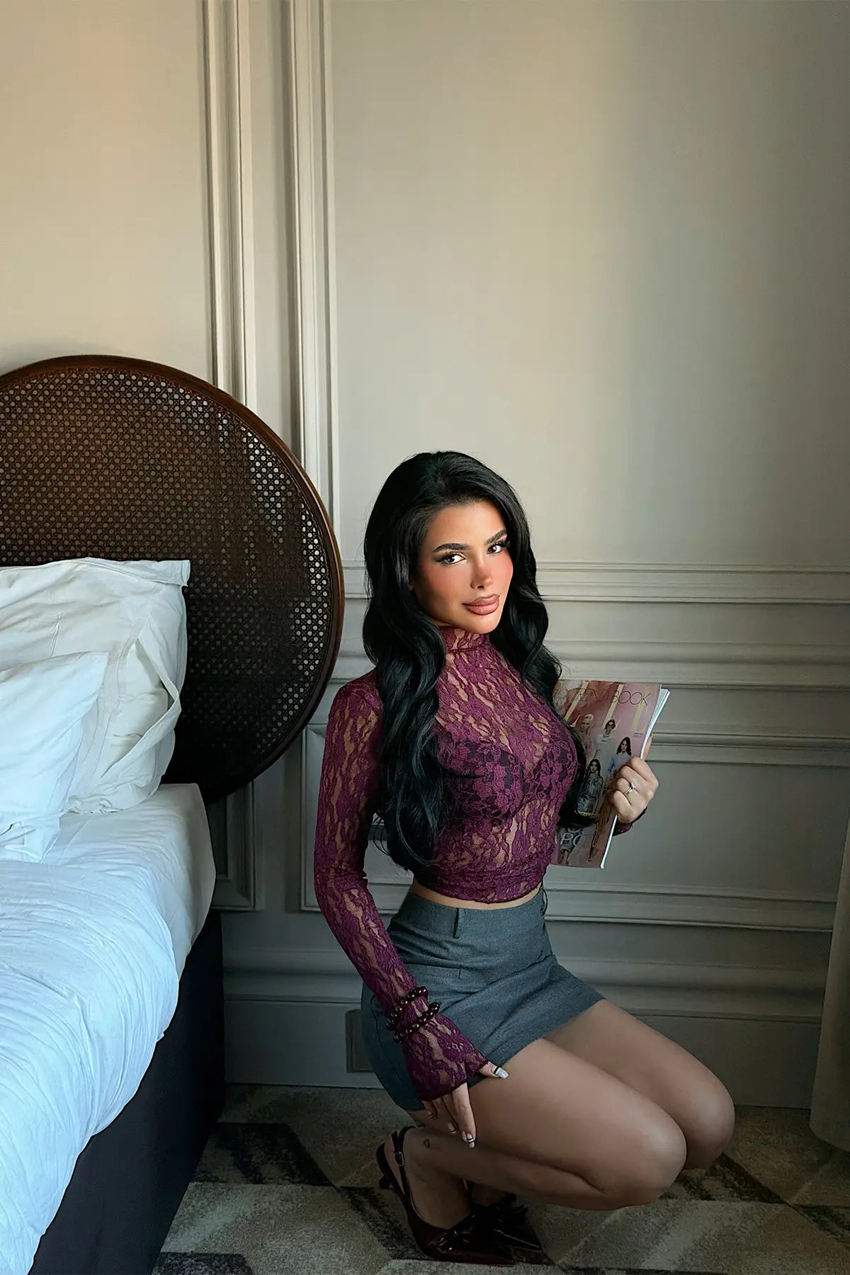 Cherry Red Raquel Lace Transparent Blouse