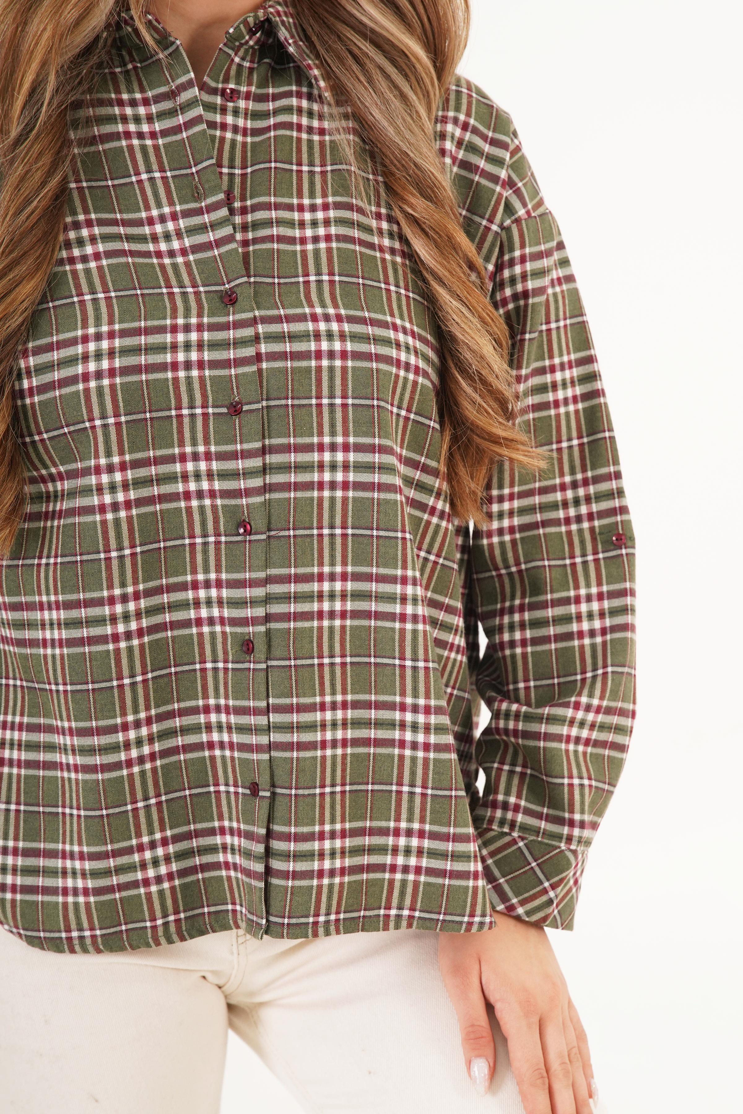 Ekose Desen Haki Toptan Oduncu Gömlek