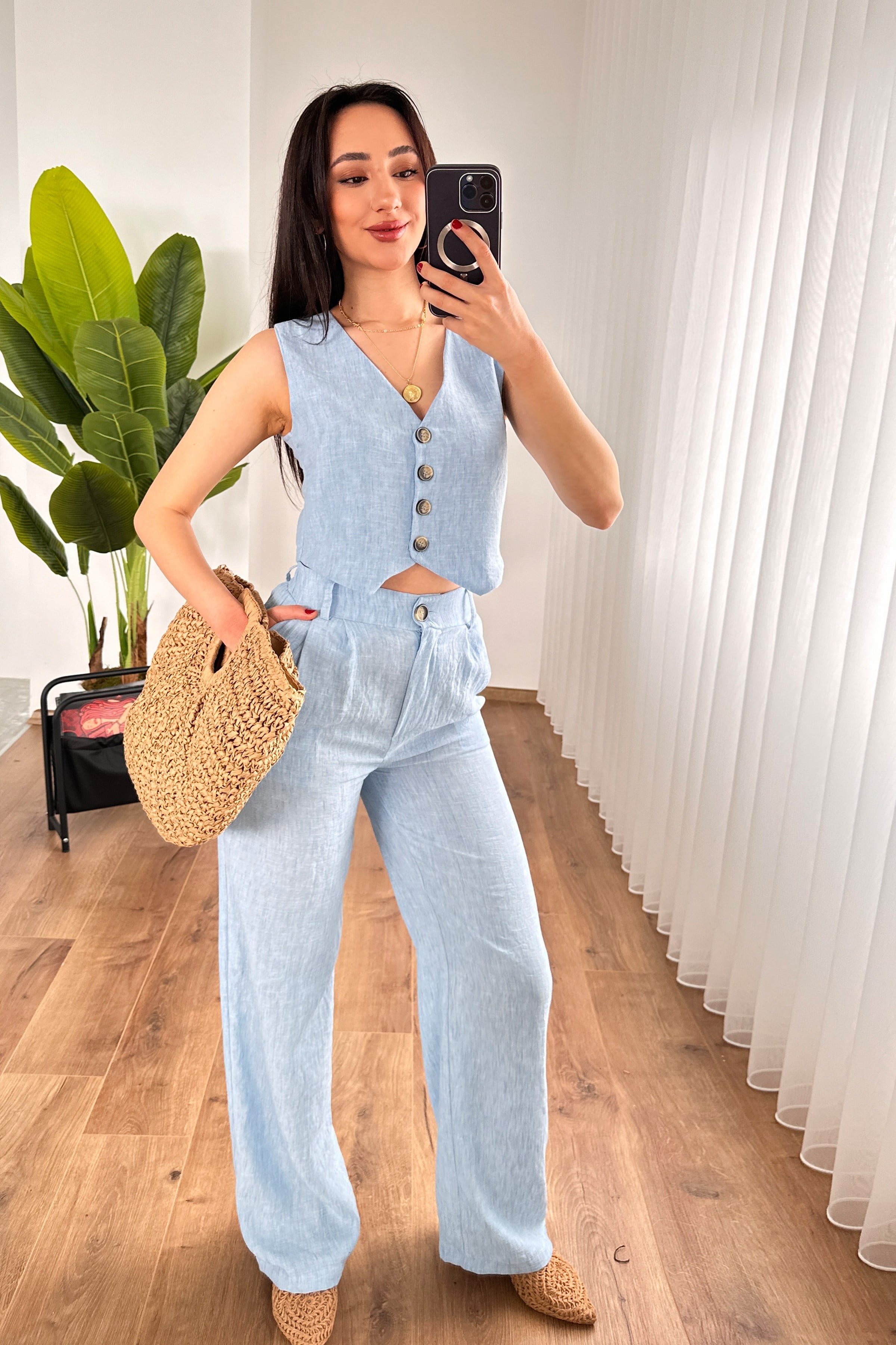 Kırçıllı Desen Bebe Mavisi Toptan Takım