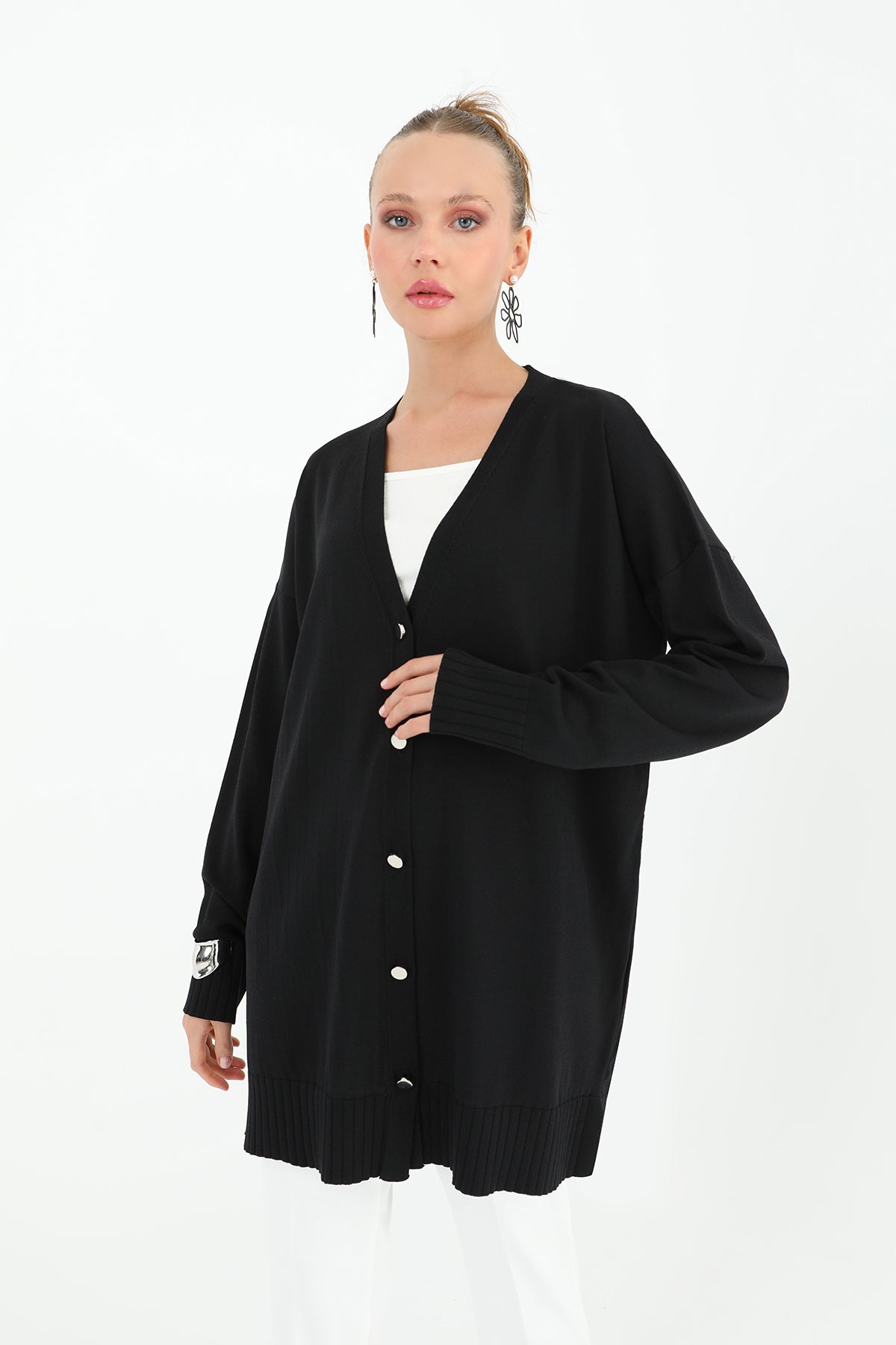 Kadın Çiçek Kabartmalı Basic Tunik - 10482TUN