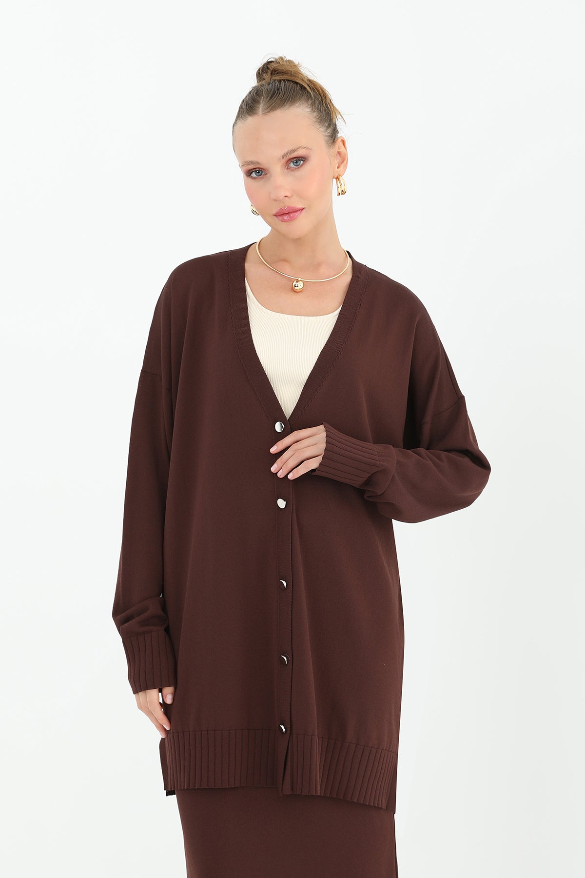 Kadın Çiçek Kabartmalı Basic Tunik - 10482TUN