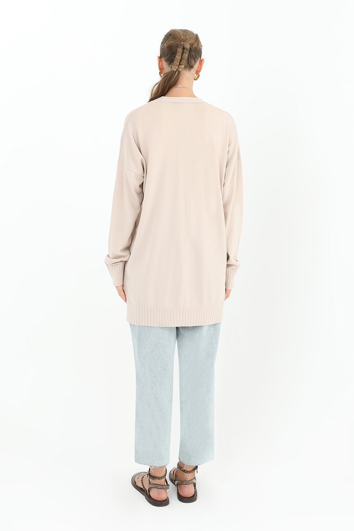 Kadın Çiçek Kabartmalı Basic Tunik - 10482TUN