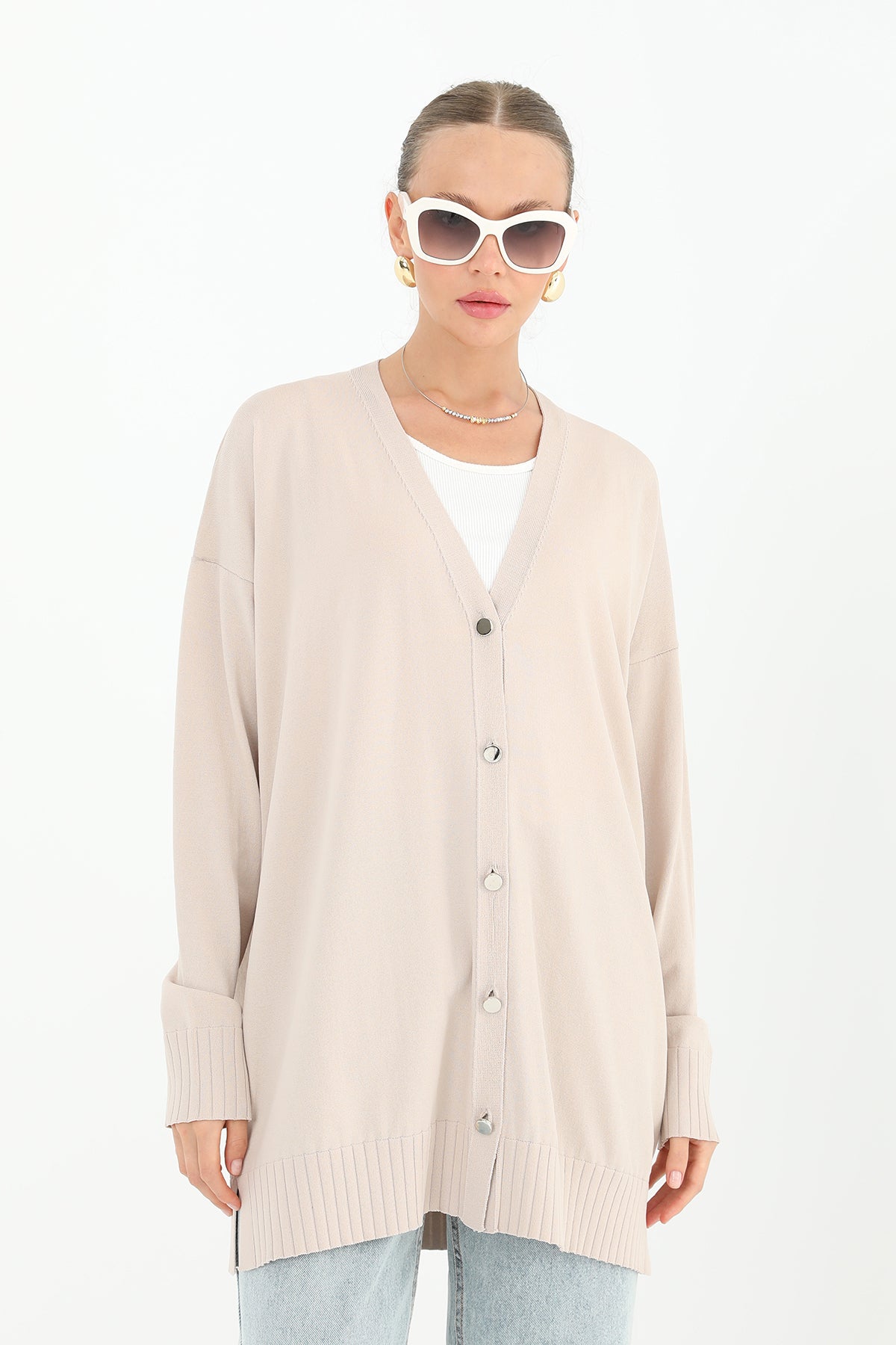 Kadın Çiçek Kabartmalı Basic Tunik - 10482TUN