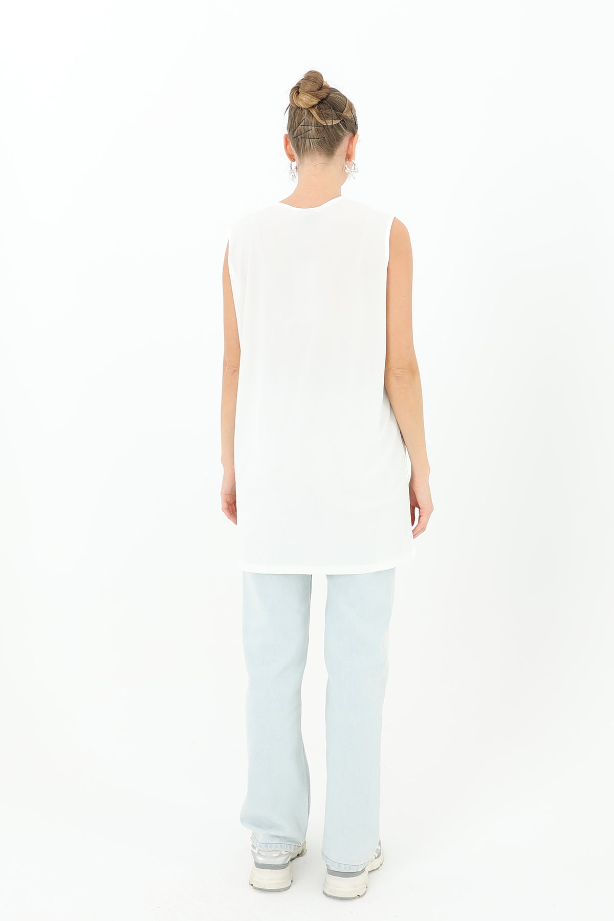Kadın Sıfır Kol Taşlı Tunik -24S-10525TUN