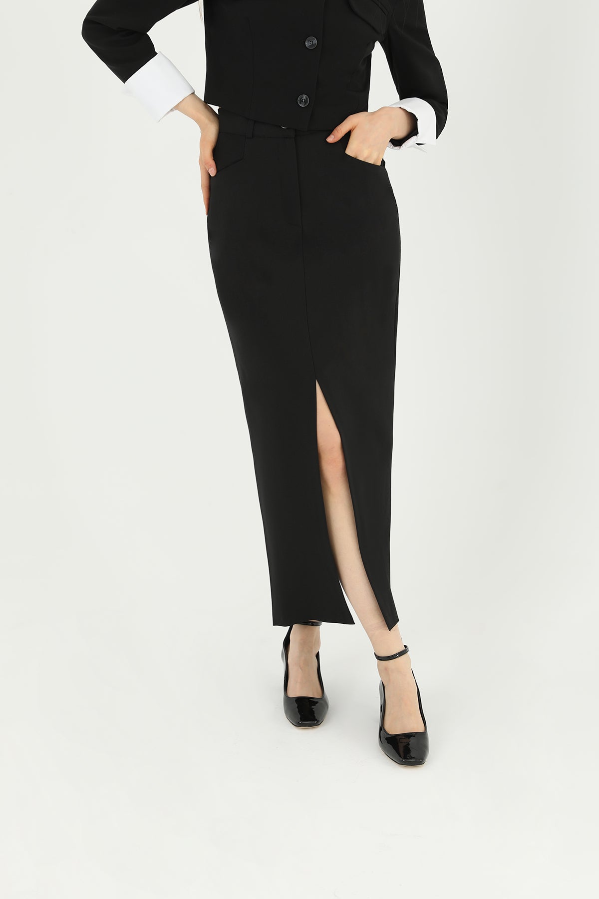 Women's Front Slit Fabric Skirt - 31607ETK