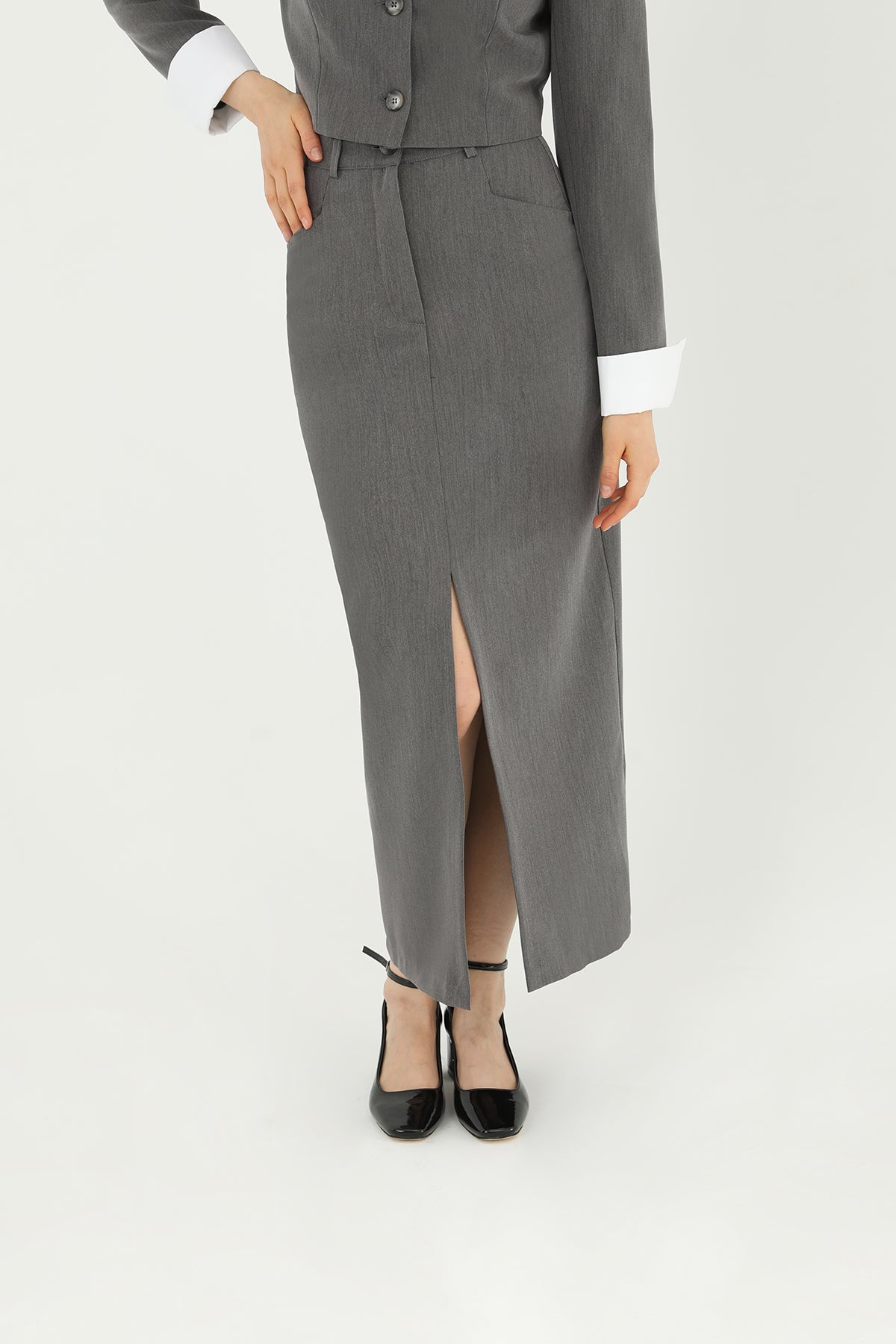 Women's Front Slit Fabric Skirt - 31607ETK