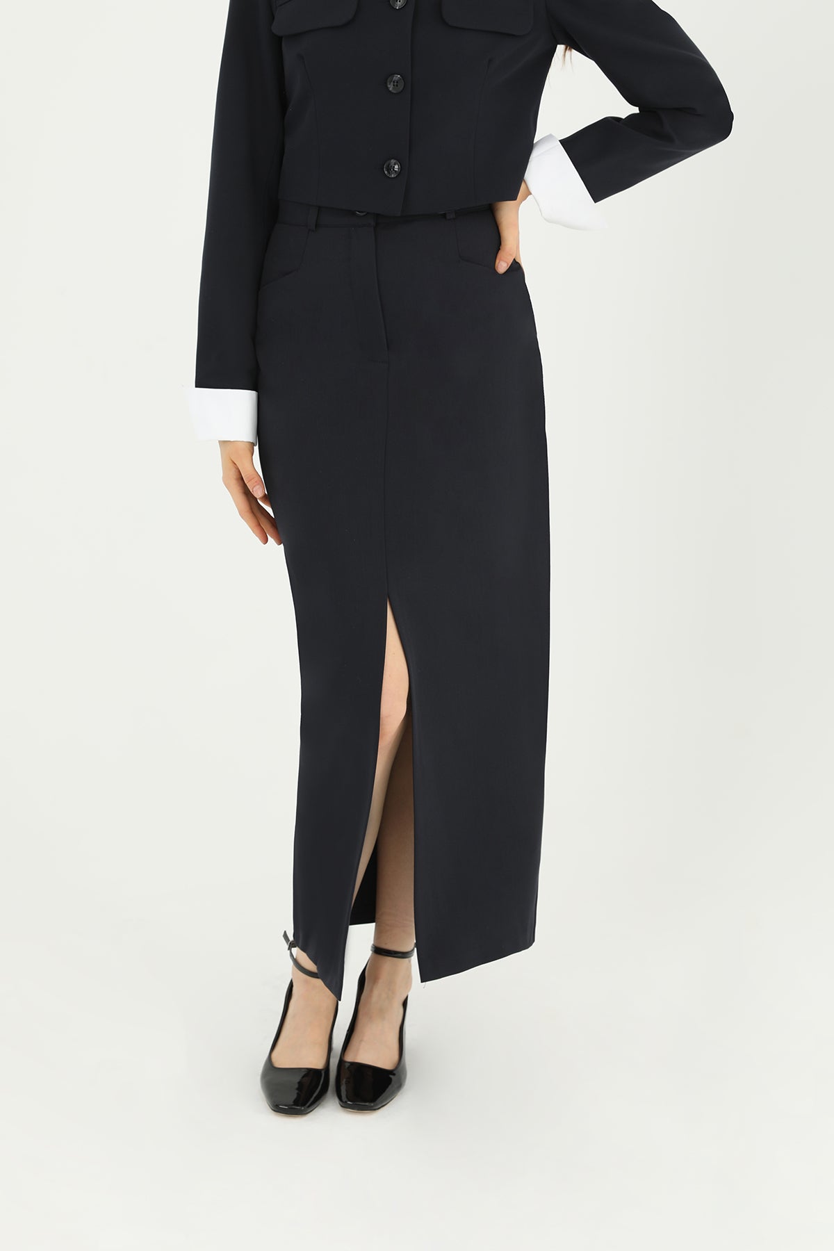 Women's Front Slit Fabric Skirt - 31607ETK