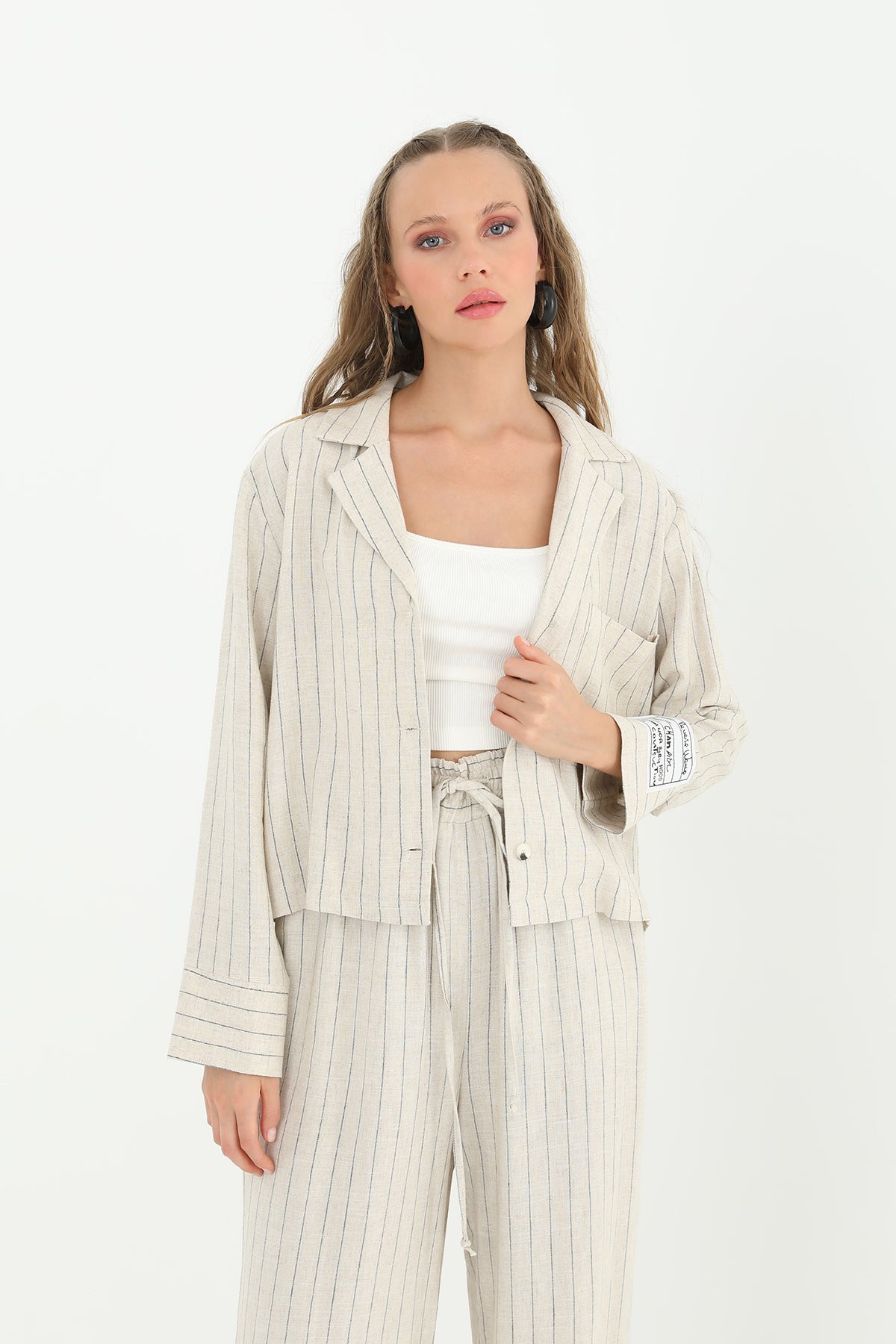 Women's Striped Short Pocket Shirt -24S-31817GML